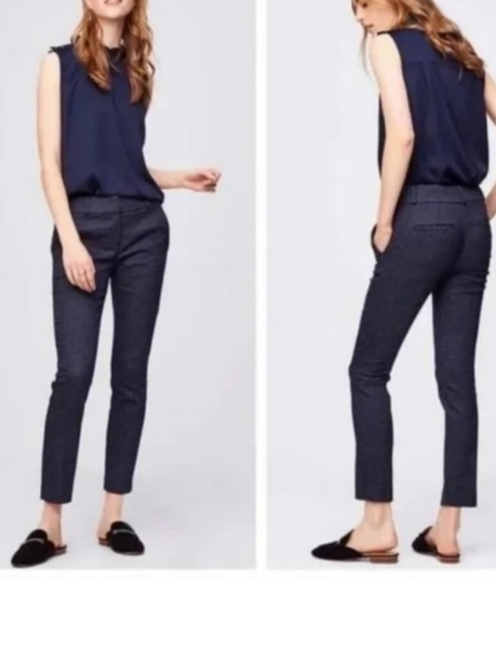 Loft Navy Dot Marisa Skinny Pants